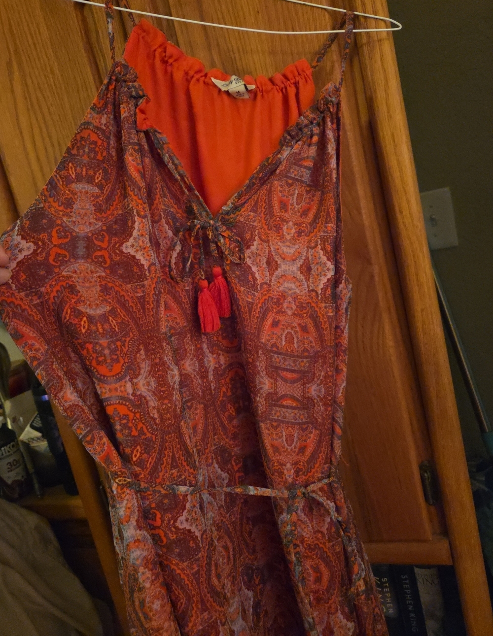 Lucky Brand Orange Paisley Maxi Skirt